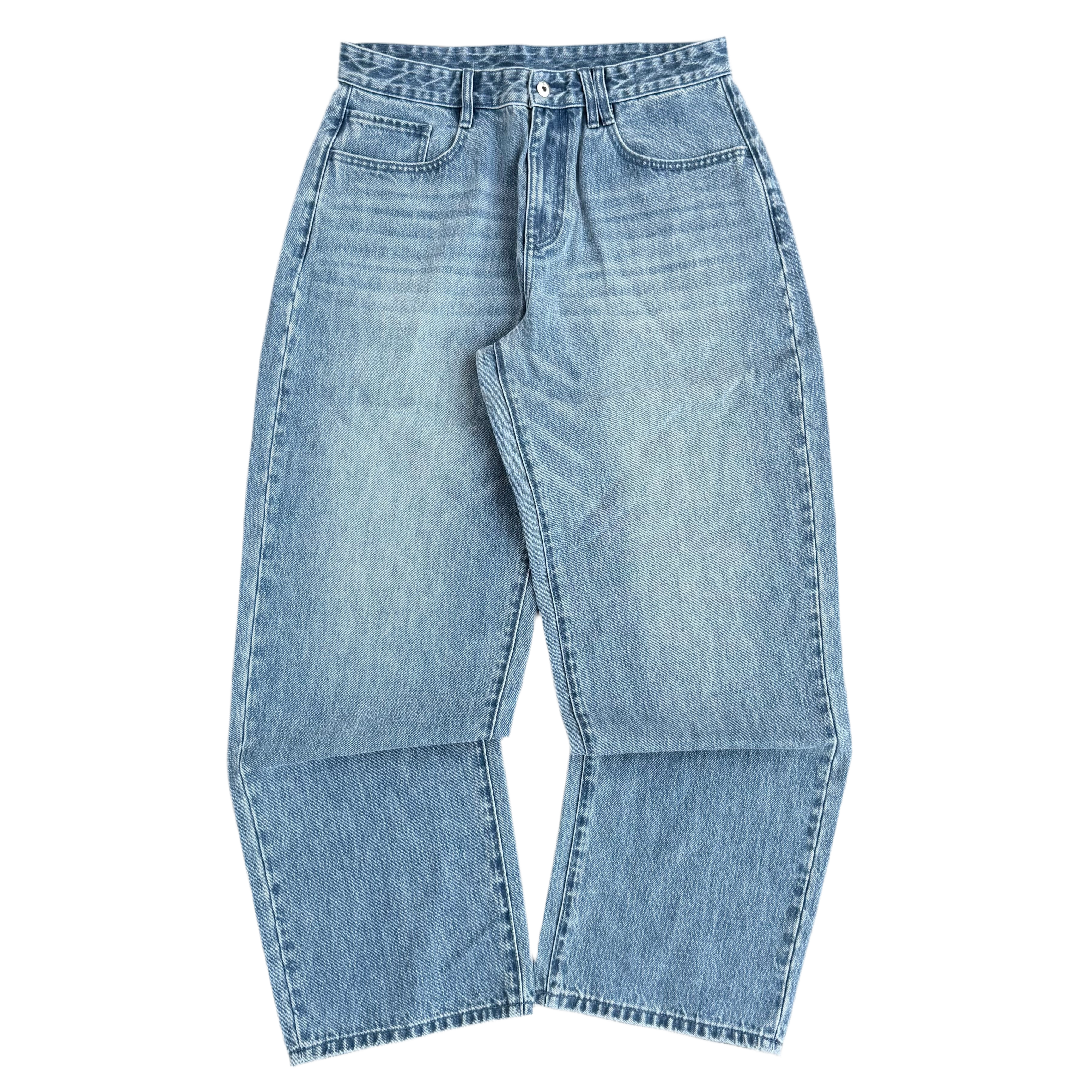 Distressed logo jeans blue