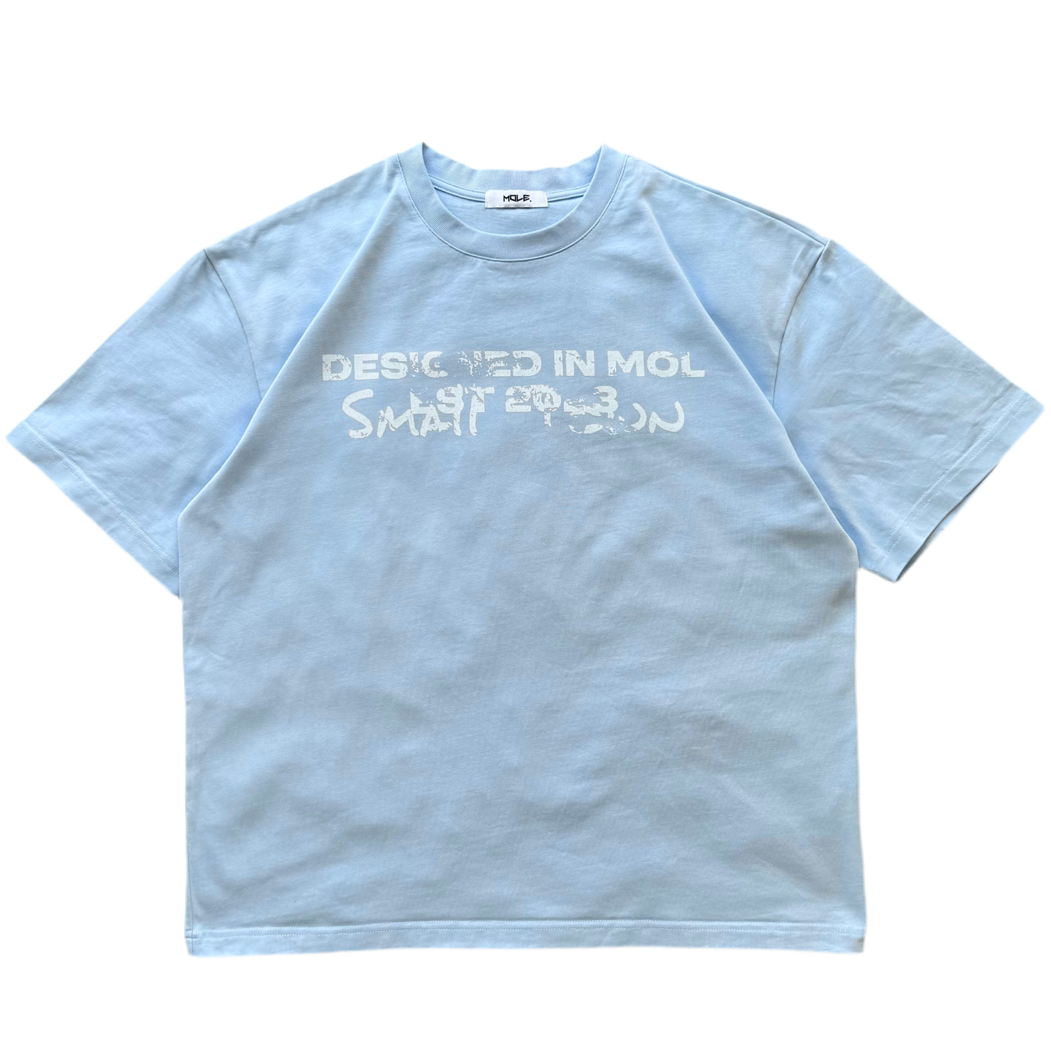 Grunge tee babyblue/white
